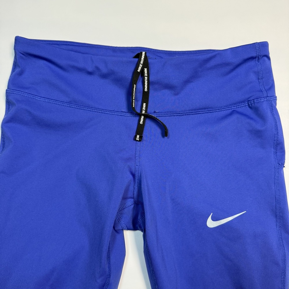 Nike Dri-FIT Leggings Womens Medium Blue Running Ankle Zip Pocket 831648-452